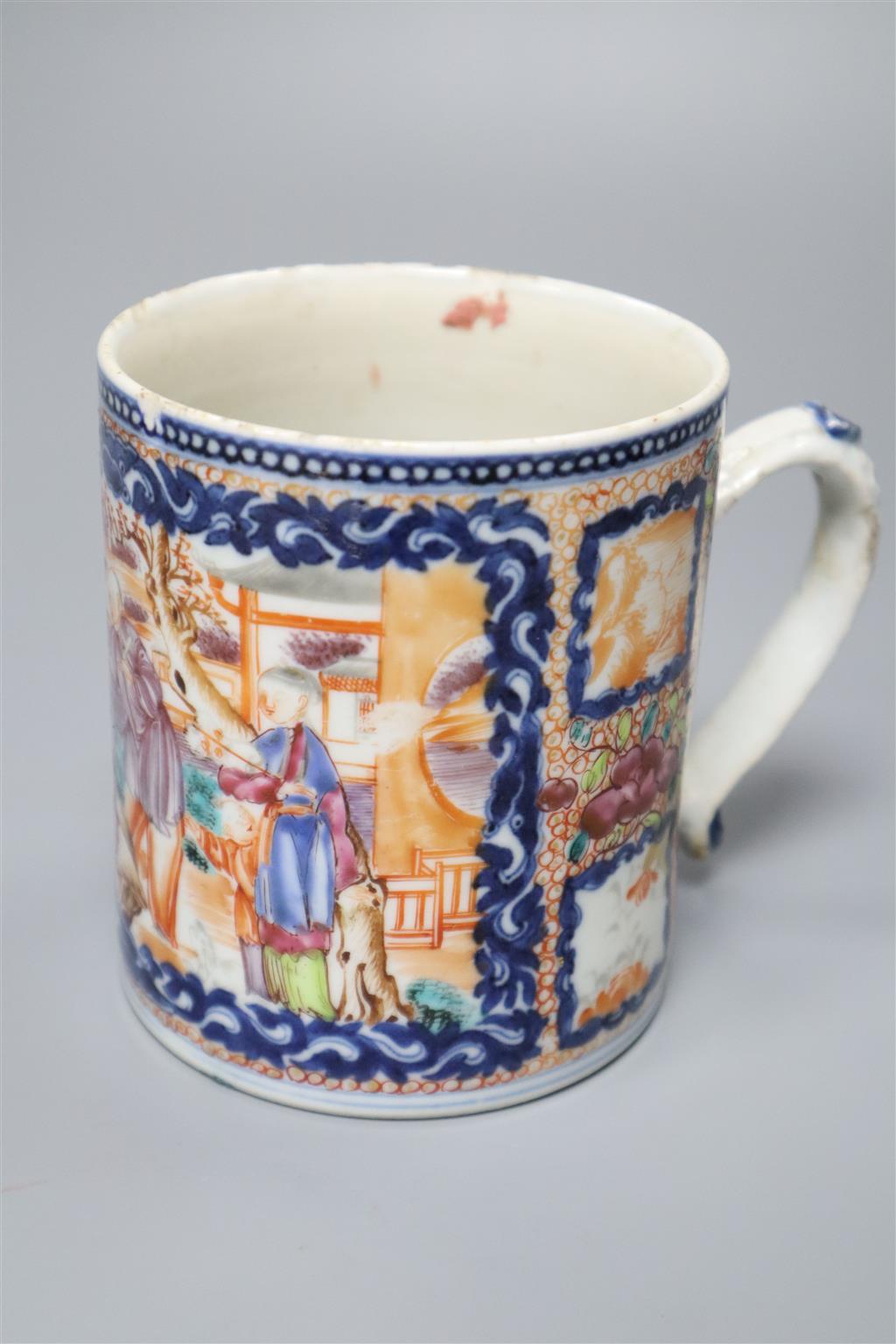 A Chinese export Mandarin pattern mug, height 11cm